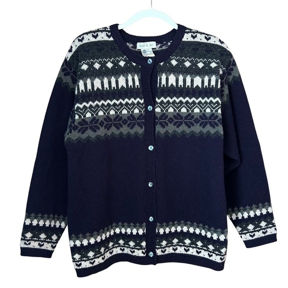 mac & jac Sweaters - Mac & Jac Vintage 100% Wool Fair Isle Sweater Cardigan